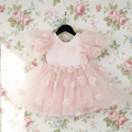The Rose Garden Tulle V-Back Puff Dress – Dolly Pink – DOLLY by Le Petit Tom
