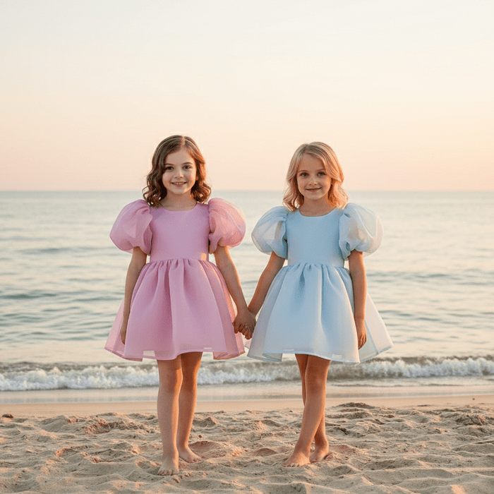 V-Back Organza Tutu Dress – Light Blue – DOLLY by Le Petit Tom