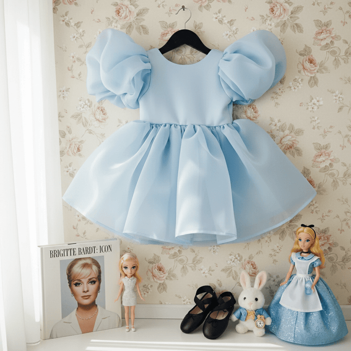 V-Back Organza Tutu Dress – Light Blue – DOLLY by Le Petit Tom