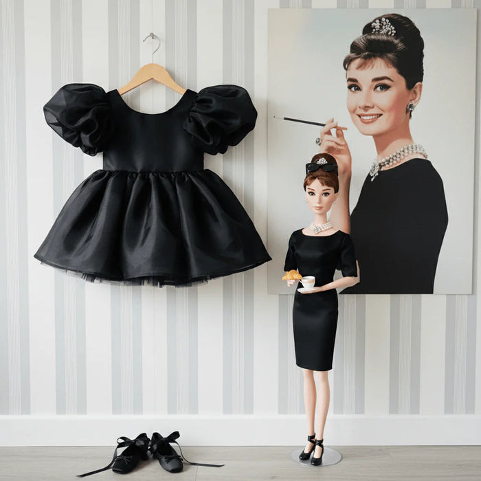 V-Back Puff Sleeve Organza Tutu Dress – Black – DOLLY by Le Petit Tom