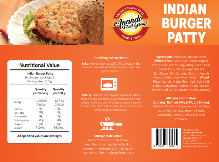 VEG BURGER PATTY 60G X 4 PCS X 12 PACKS