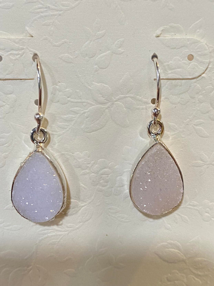 White Druzy Earrings