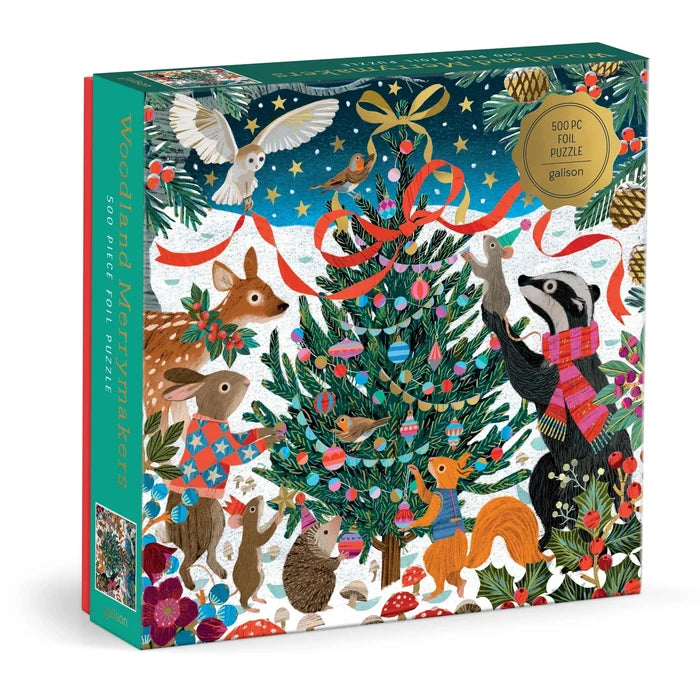 Woodland Merrymakers Galison 500 brikker julepuslespil m/ guld