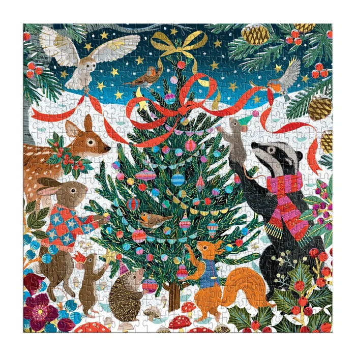 Woodland Merrymakers Galison 500 brikker julepuslespil m/ guld