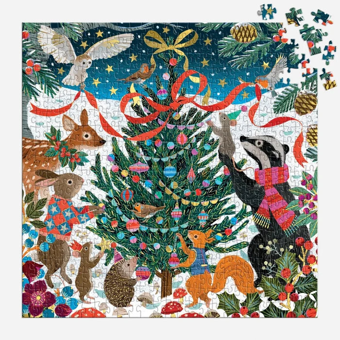 Woodland Merrymakers Galison 500 brikker julepuslespil m/ guld